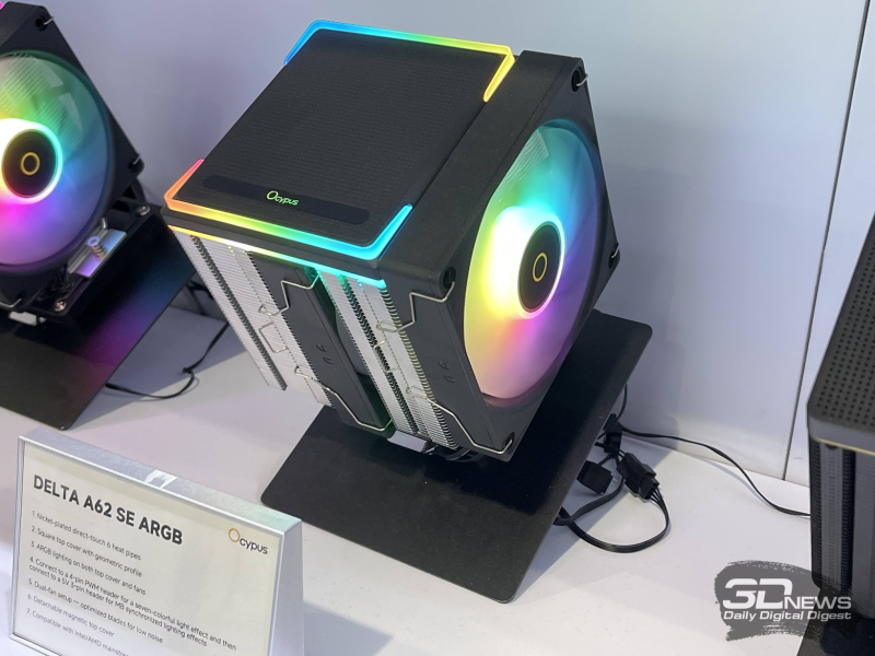 Репортаж со стенда Ocypus на Computex 2026: корпусные дисплеи, СЖО с обдувом VRM, кулеры с дисплеями и новые корпуса