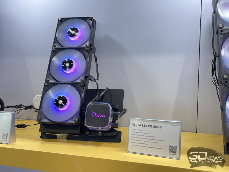Репортаж со стенда Ocypus на Computex 2026: корпусные дисплеи, СЖО с обдувом VRM, кулеры с дисплеями и новые корпуса