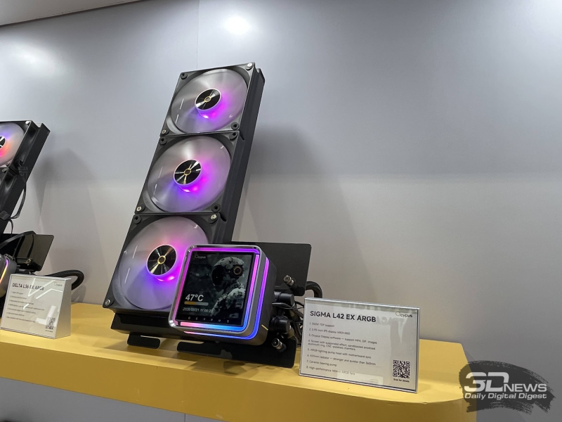 Репортаж со стенда Ocypus на Computex 2026: корпусные дисплеи, СЖО с обдувом VRM, кулеры с дисплеями и новые корпуса