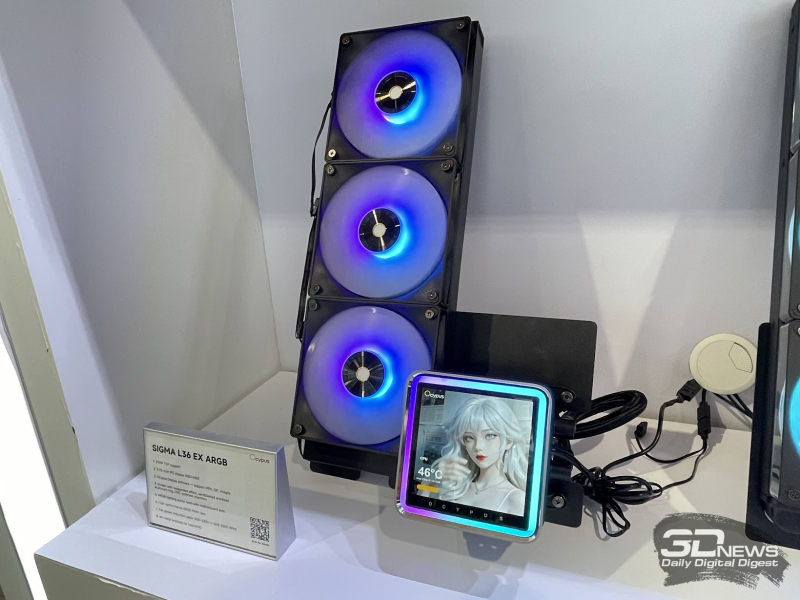Репортаж со стенда Ocypus на Computex 2026: корпусные дисплеи, СЖО с обдувом VRM, кулеры с дисплеями и новые корпуса