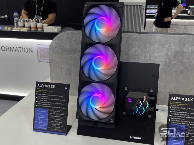 Репортаж со стенда Zalman на Computex 2026: «гоночные» кулеры, корпуса с экранами и блок питания на 3000 Вт