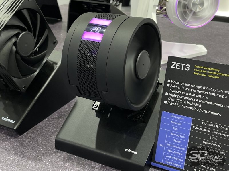 Репортаж со стенда Zalman на Computex 2026: «гоночные» кулеры, корпуса с экранами и блок питания на 3000 Вт